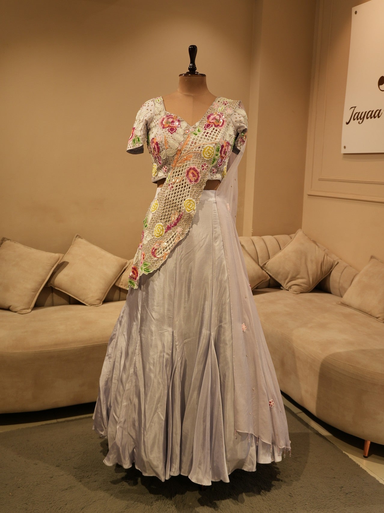 Ice blue embroidered lehenga set