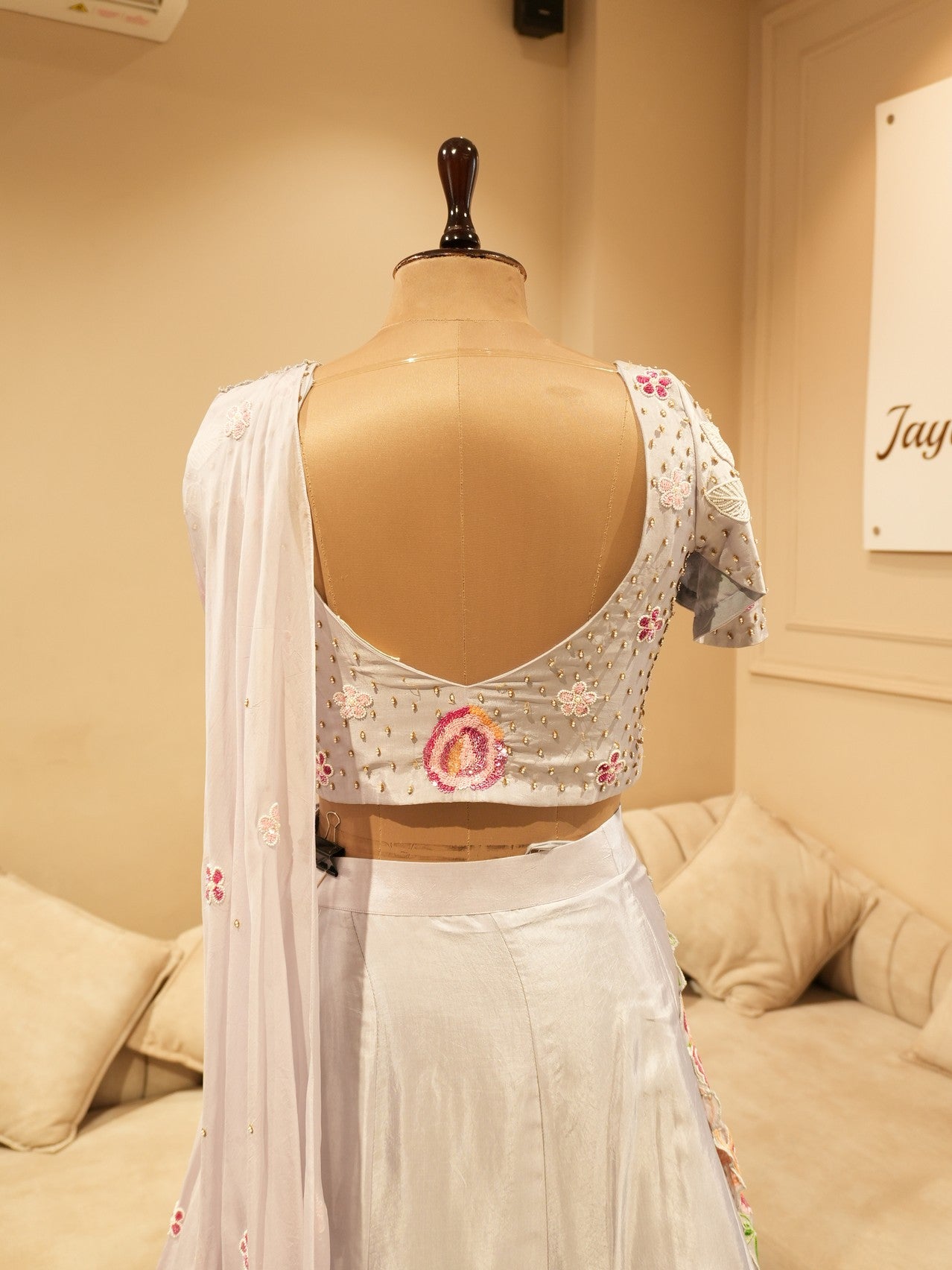 Ice blue embroidered lehenga set