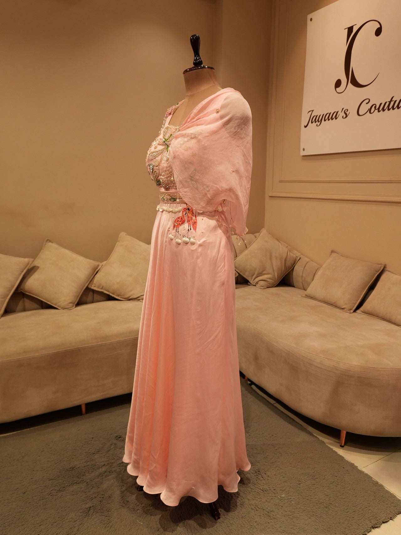 Pastel rose pink custom gown