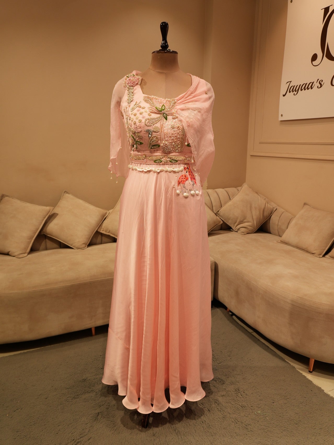 Pastel rose pink custom gown