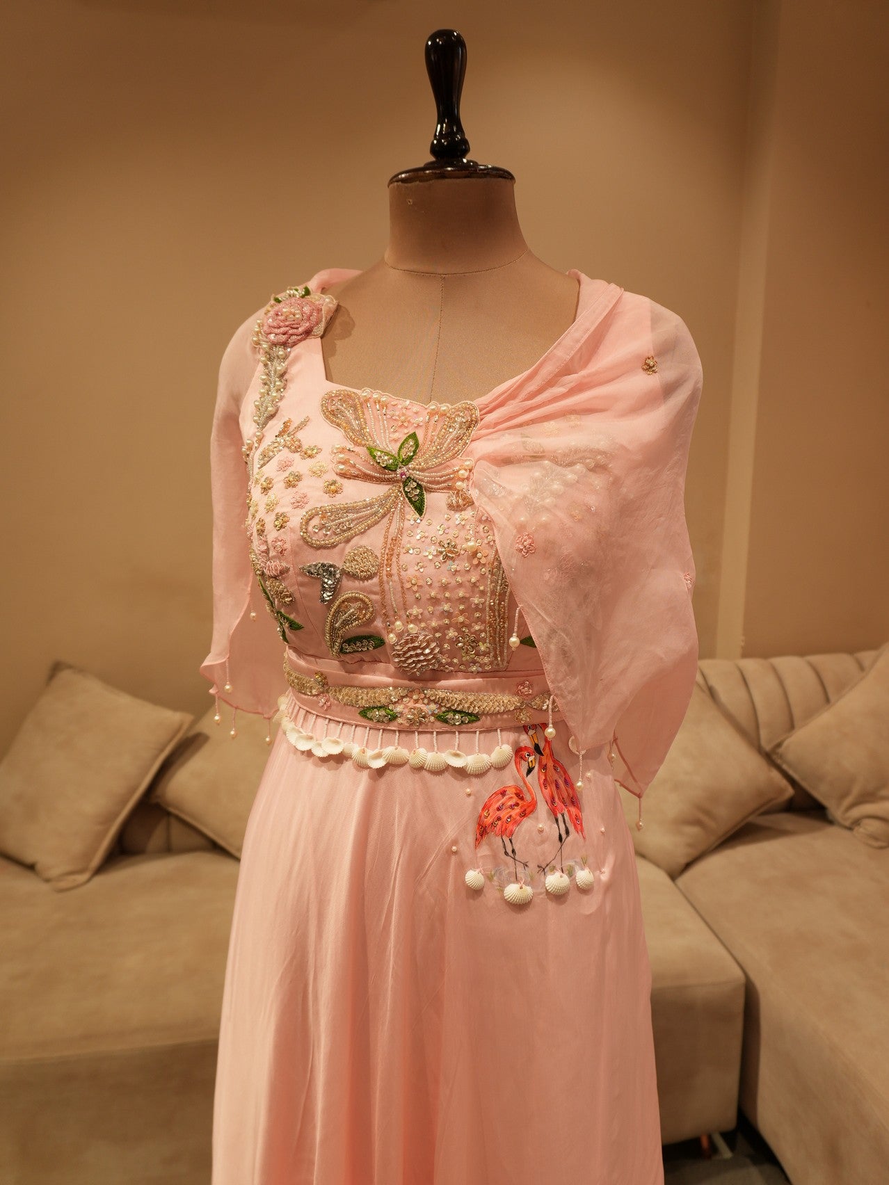 Pastel rose pink custom gown