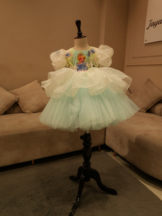 Powder blue handpainted elisa kid dress