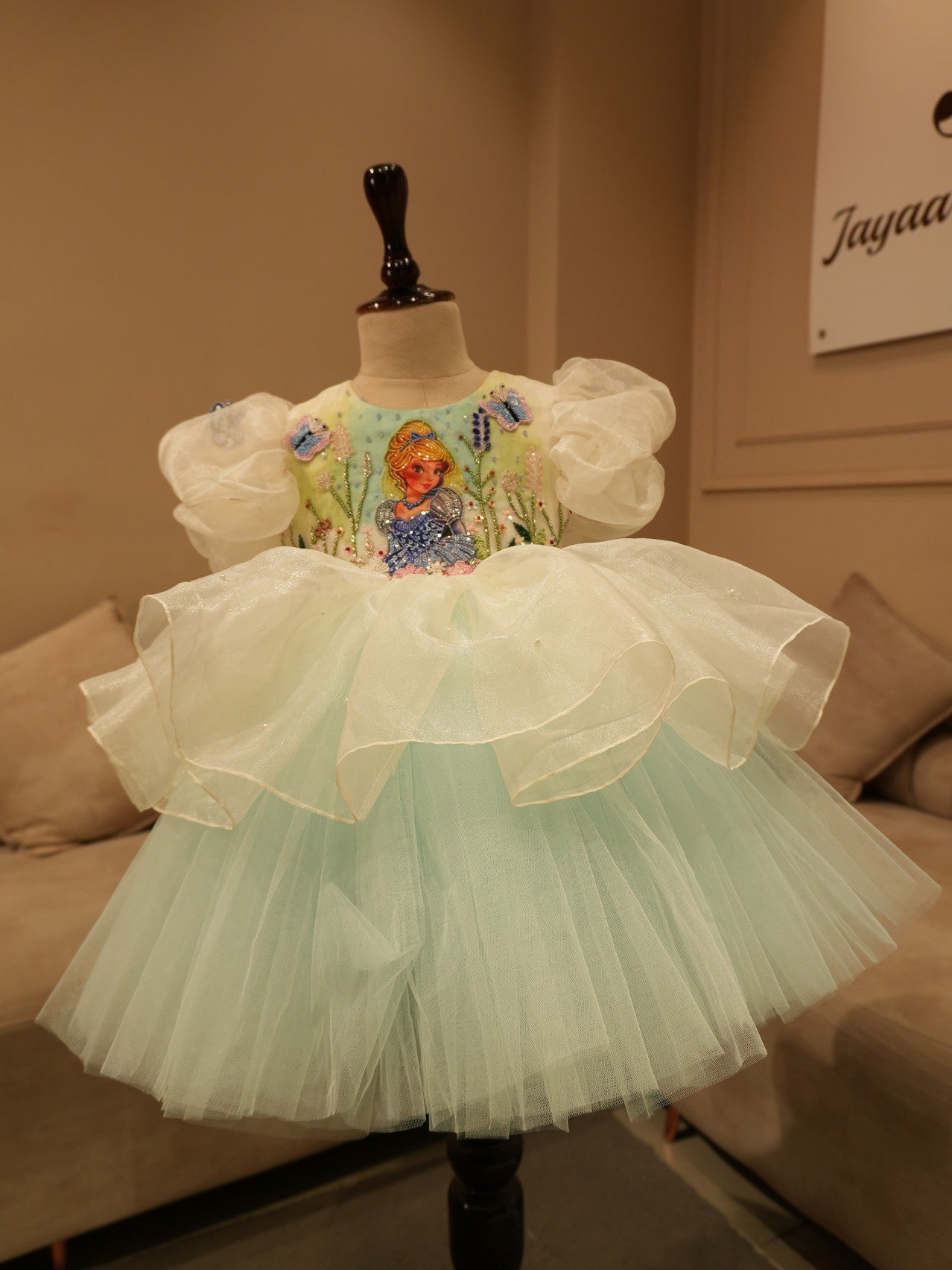 Powder blue handpainted elisa kid dress