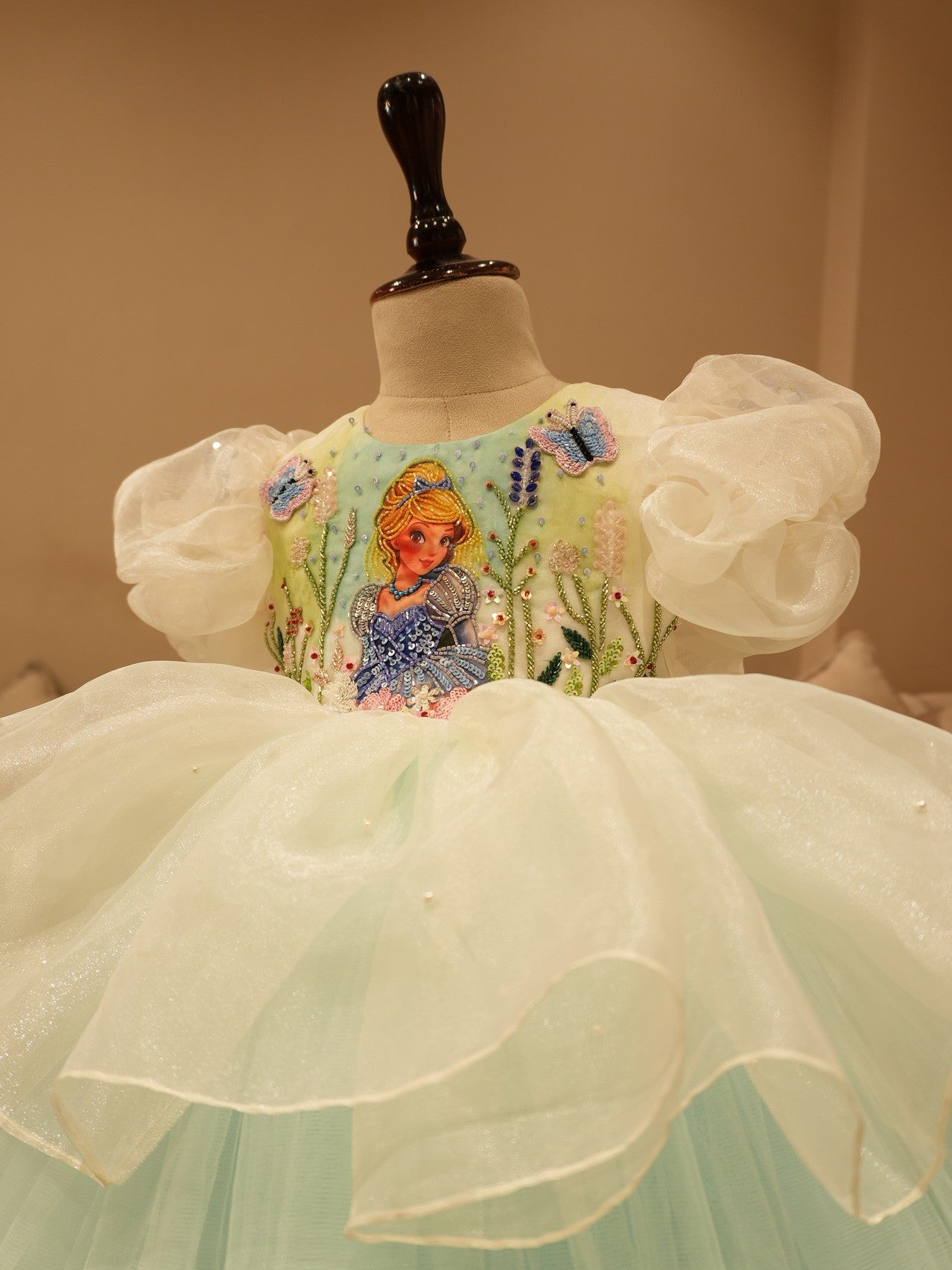 Powder blue handpainted elisa kid dress
