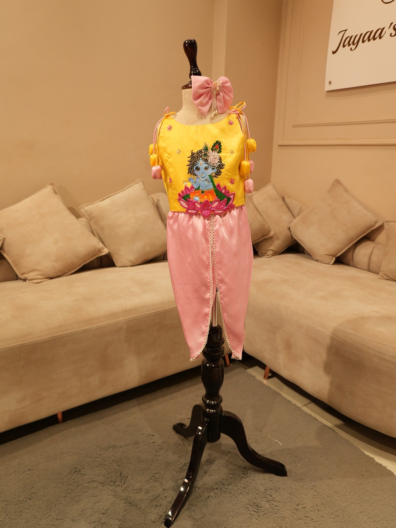 Yellow handpainted kisna kid dress