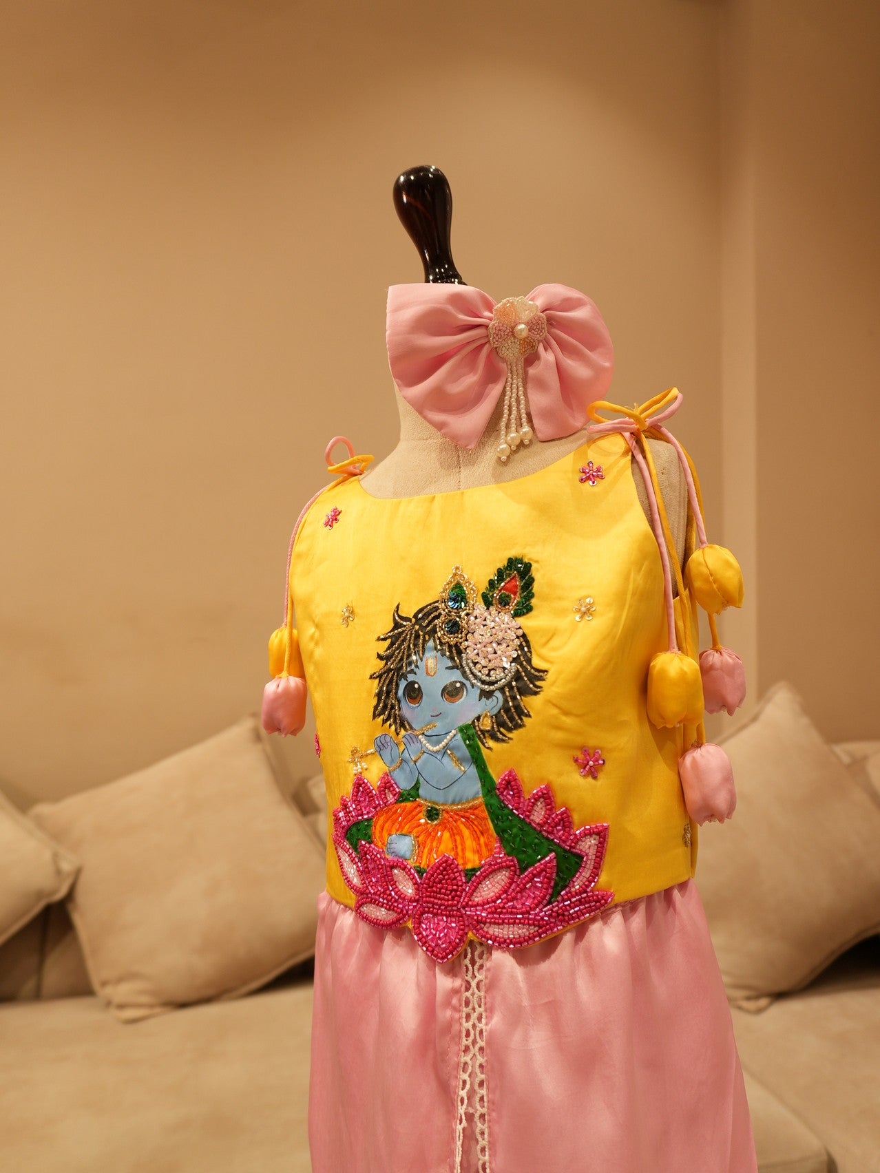 Yellow handpainted kisna kid dress