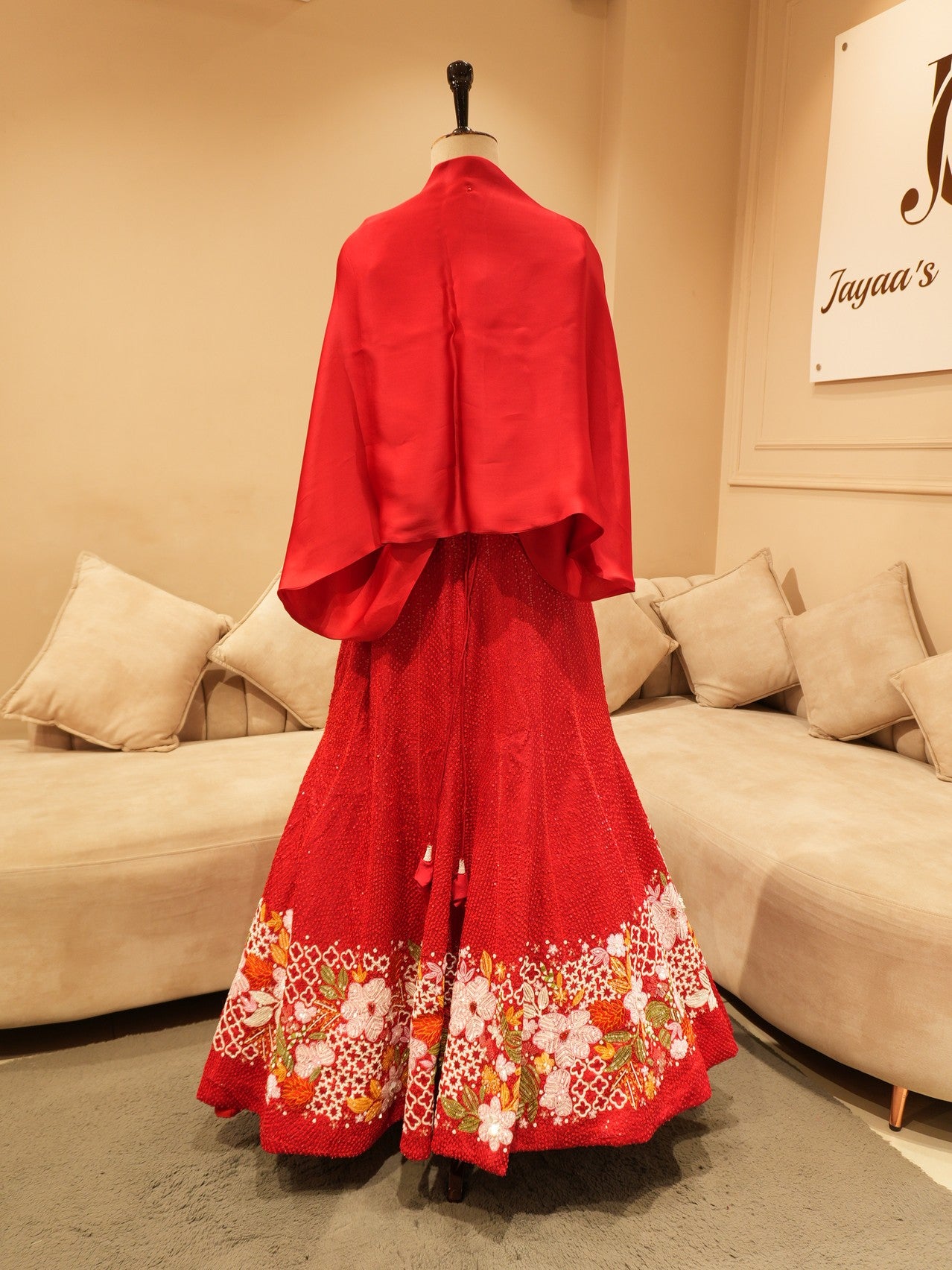 Hot red crop top skirt with cape