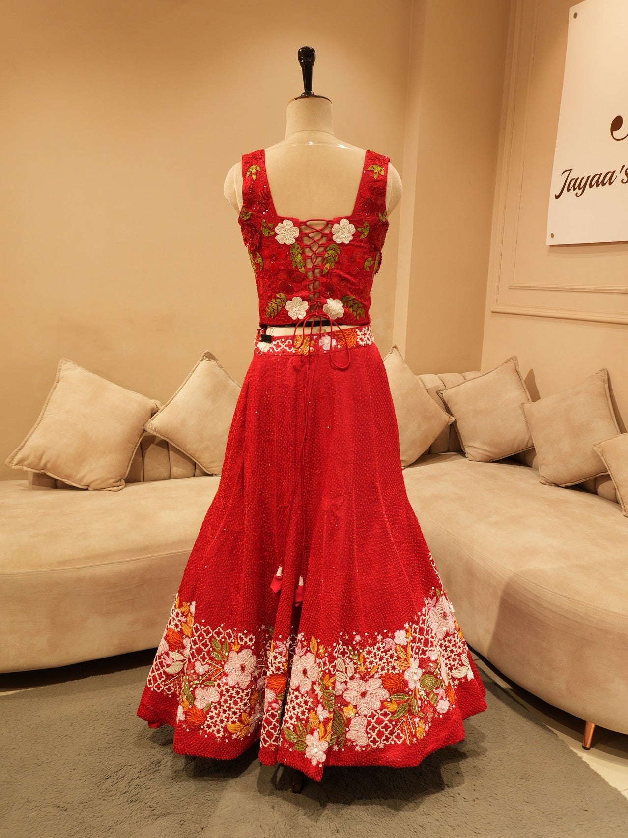 Hot red crop top skirt with cape