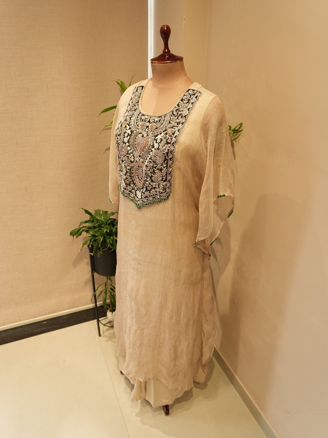 Champaign gold shimmer kaftan with pants