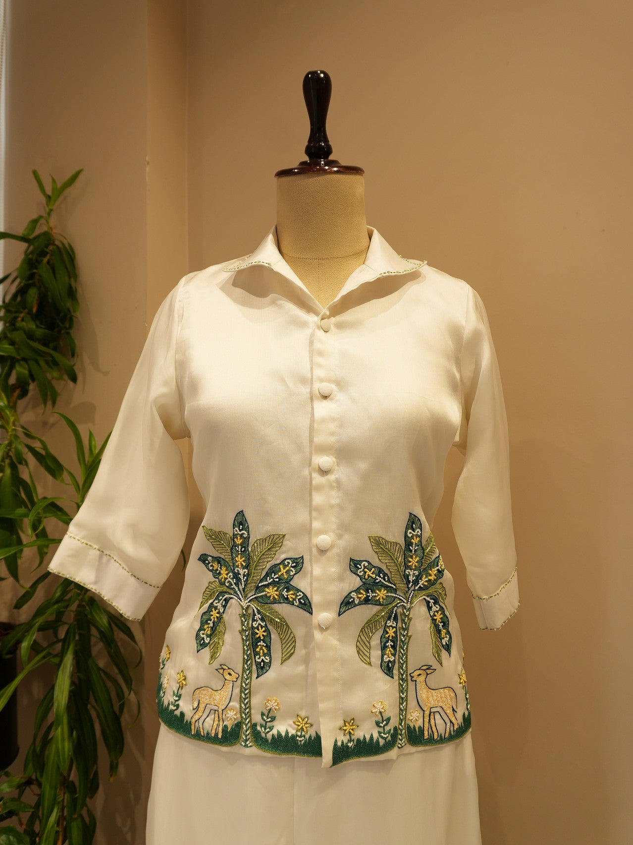 white embroidered coord set