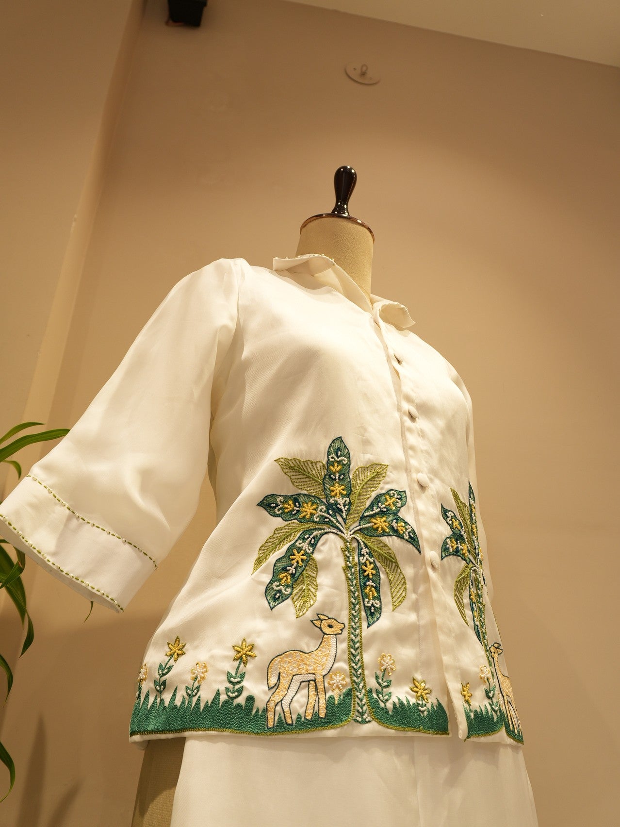 white embroidered coord set