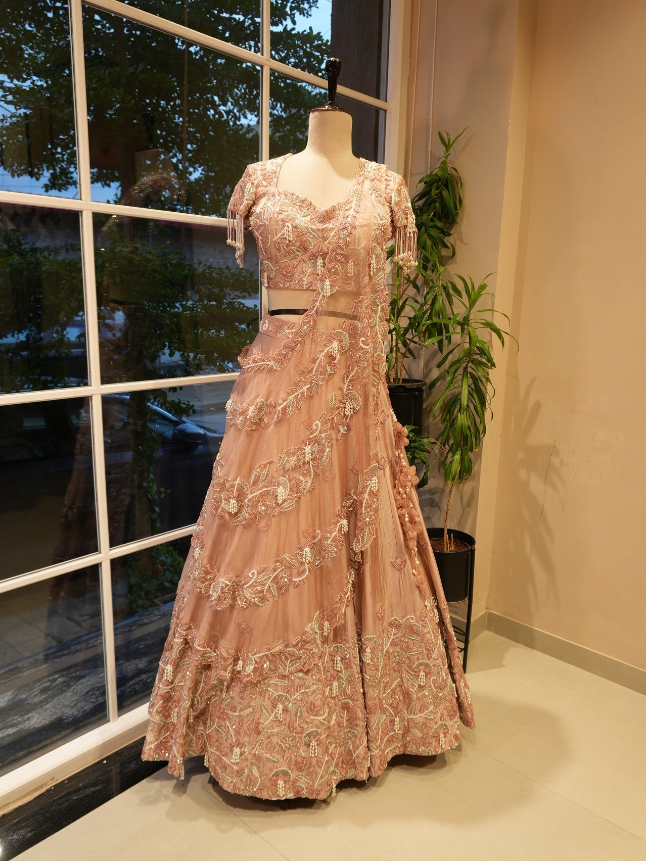 Champagin gold embroidered lehenga set