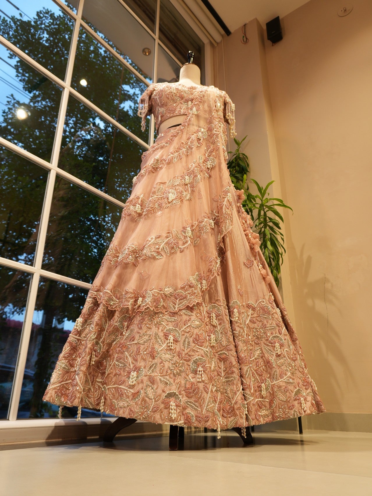 Champagin gold embroidered lehenga set