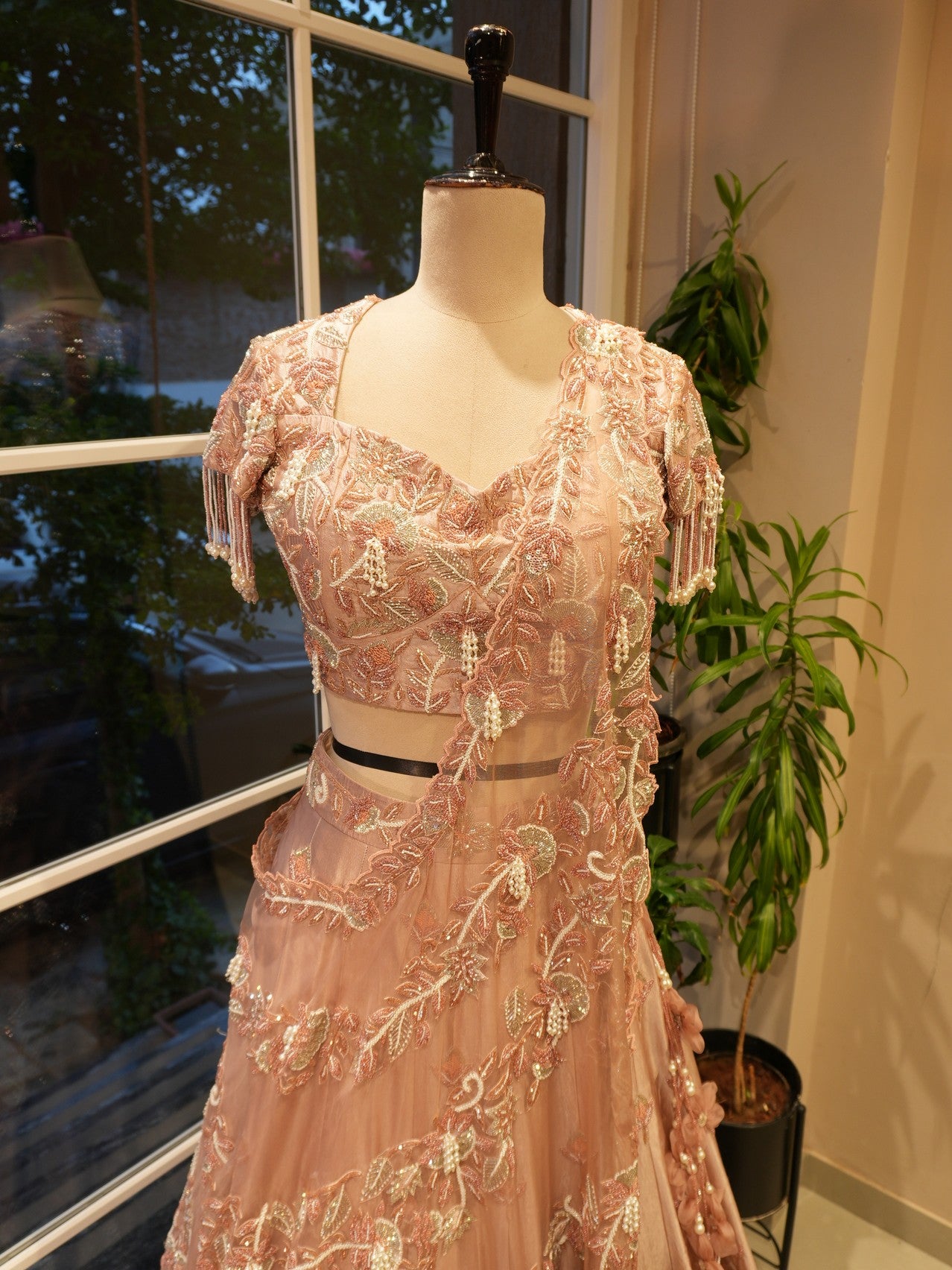 Champagin gold embroidered lehenga set