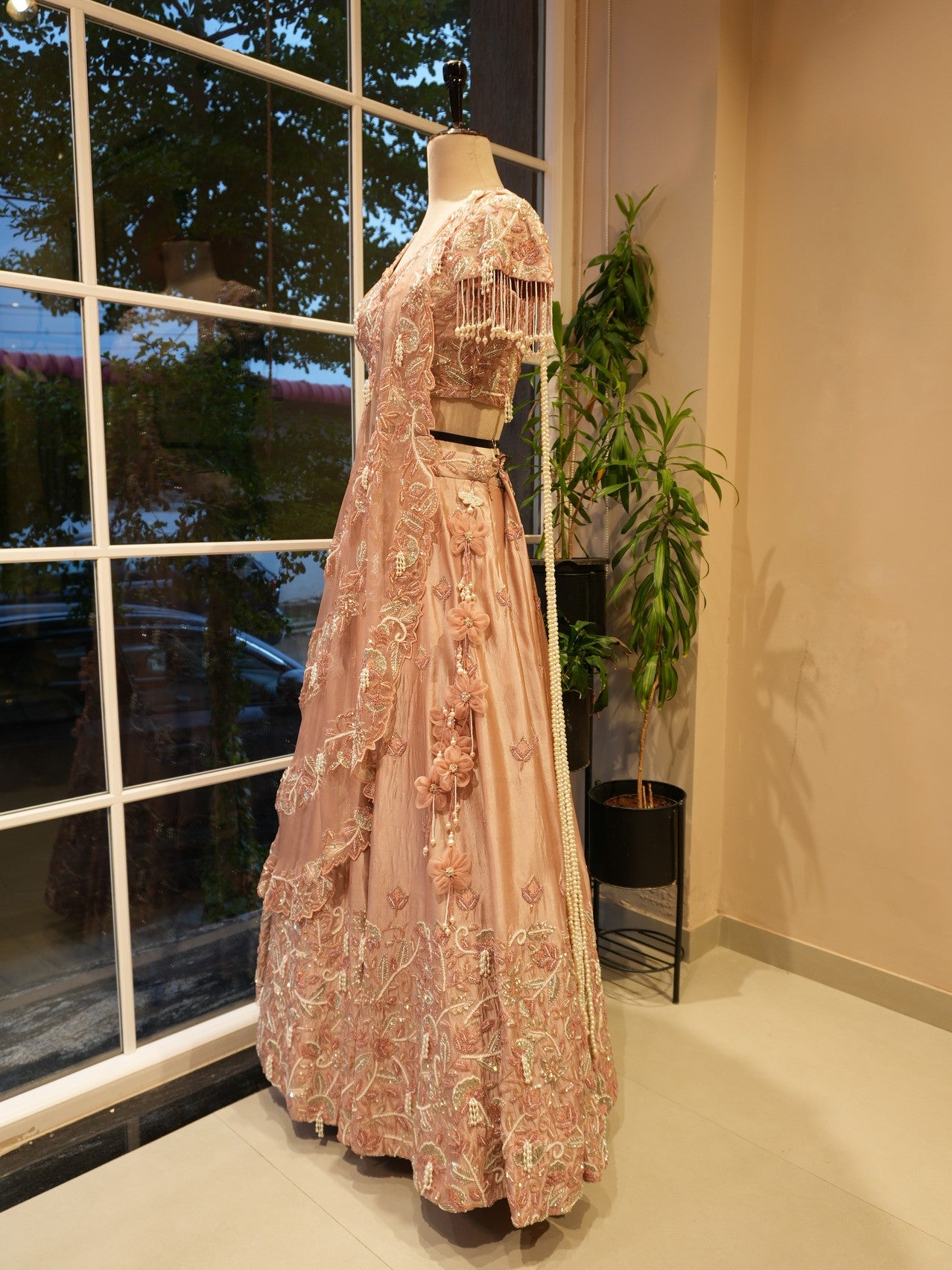 Champagin gold embroidered lehenga set