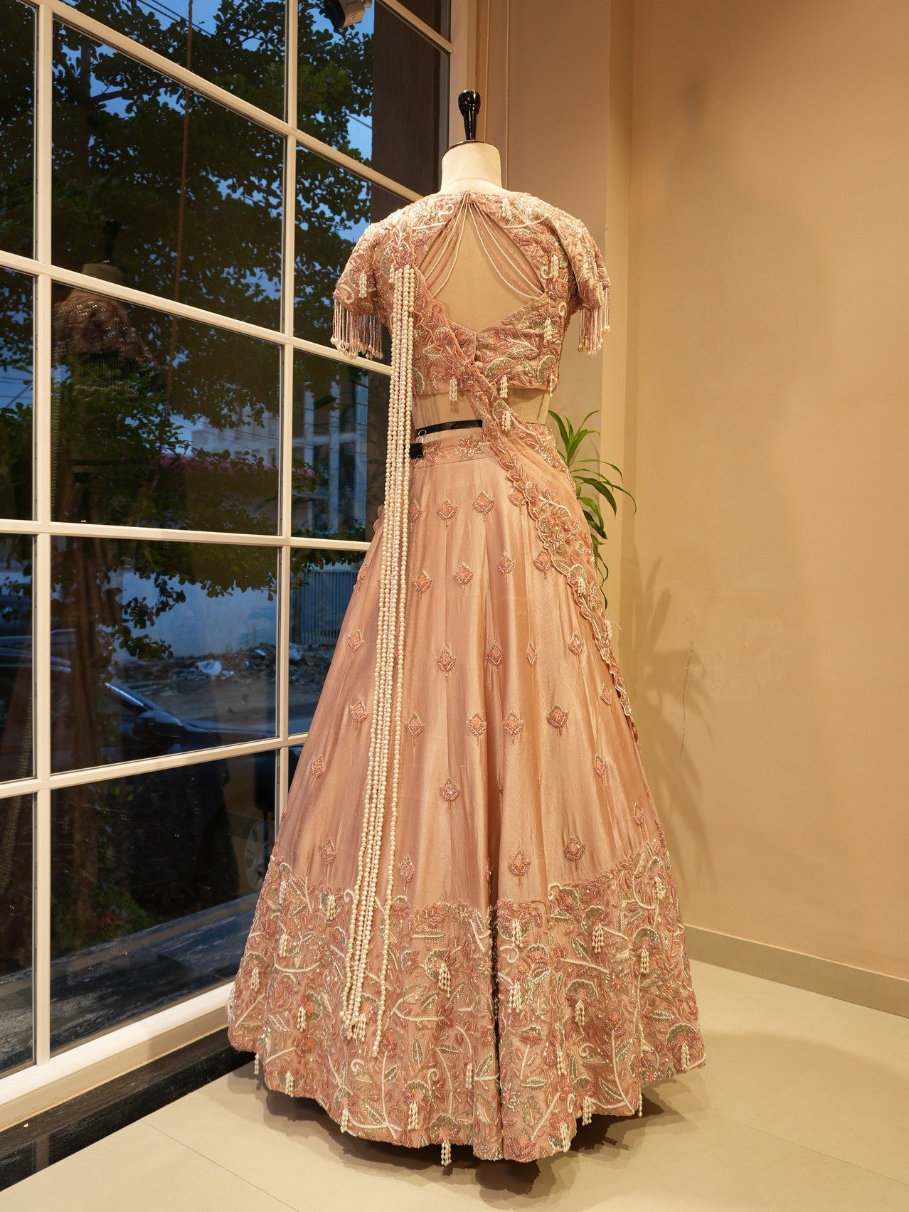Champagin gold embroidered lehenga set