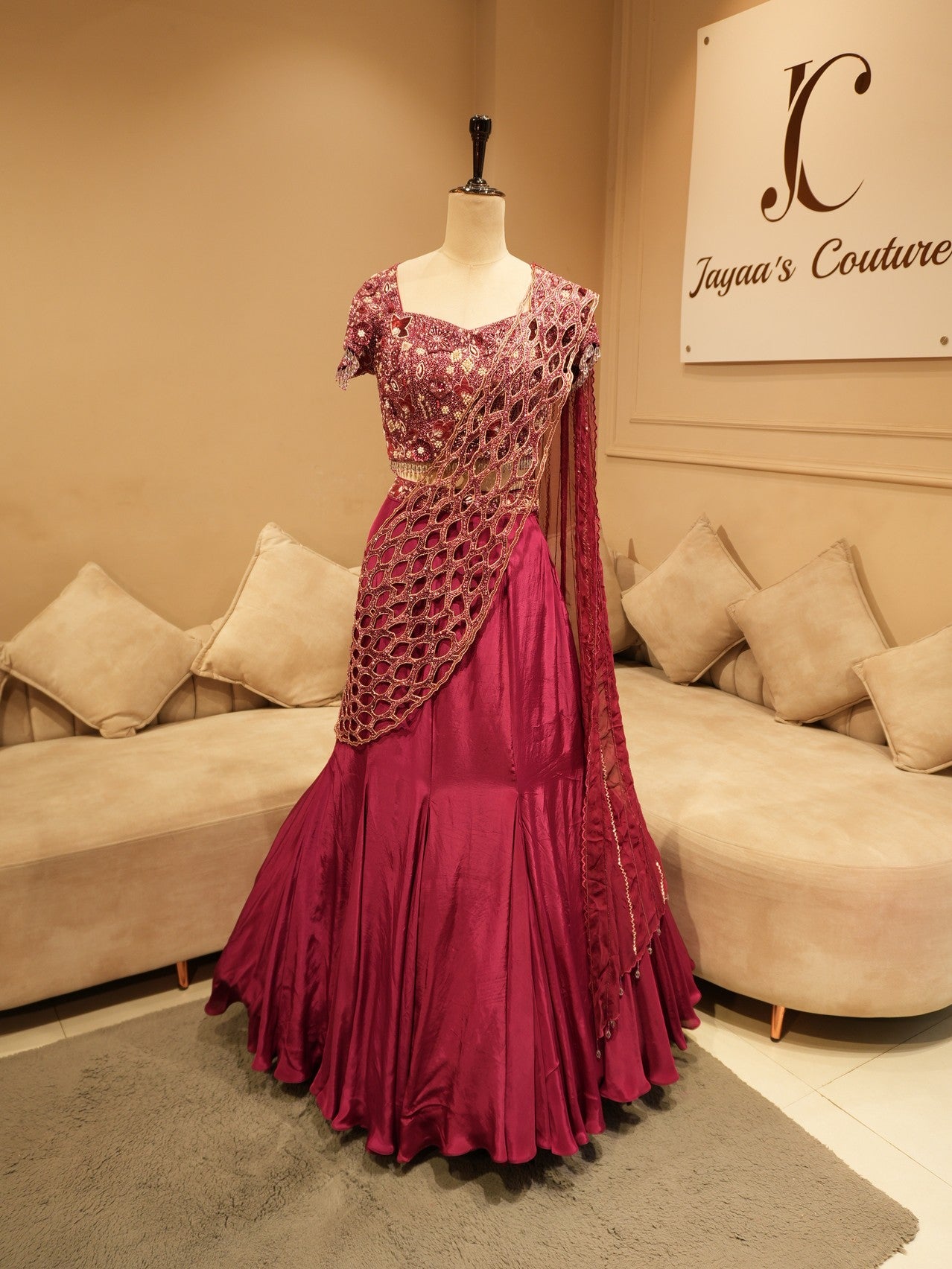 Deep wine embroidered lehenga set