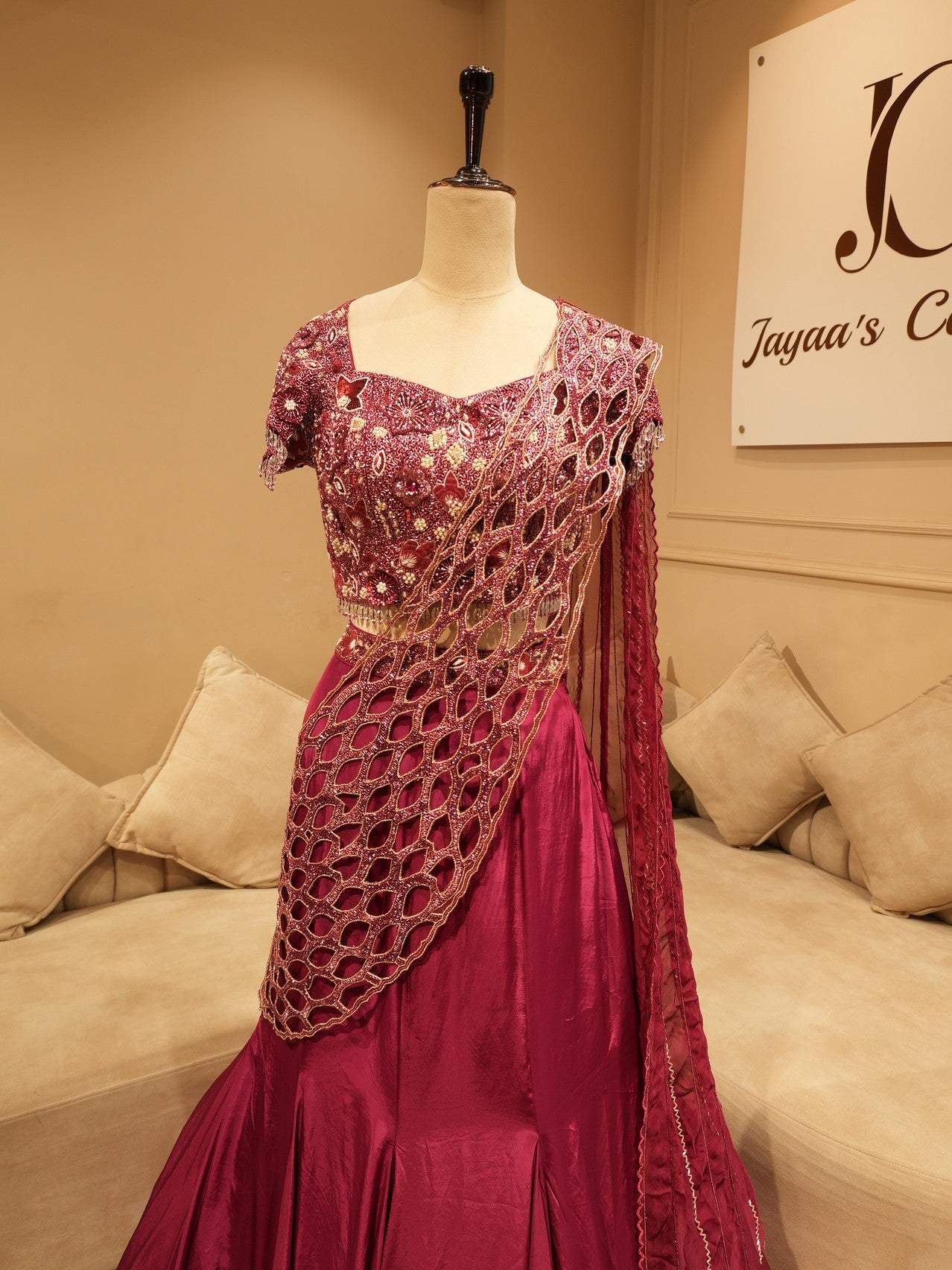 Deep wine embroidered lehenga set