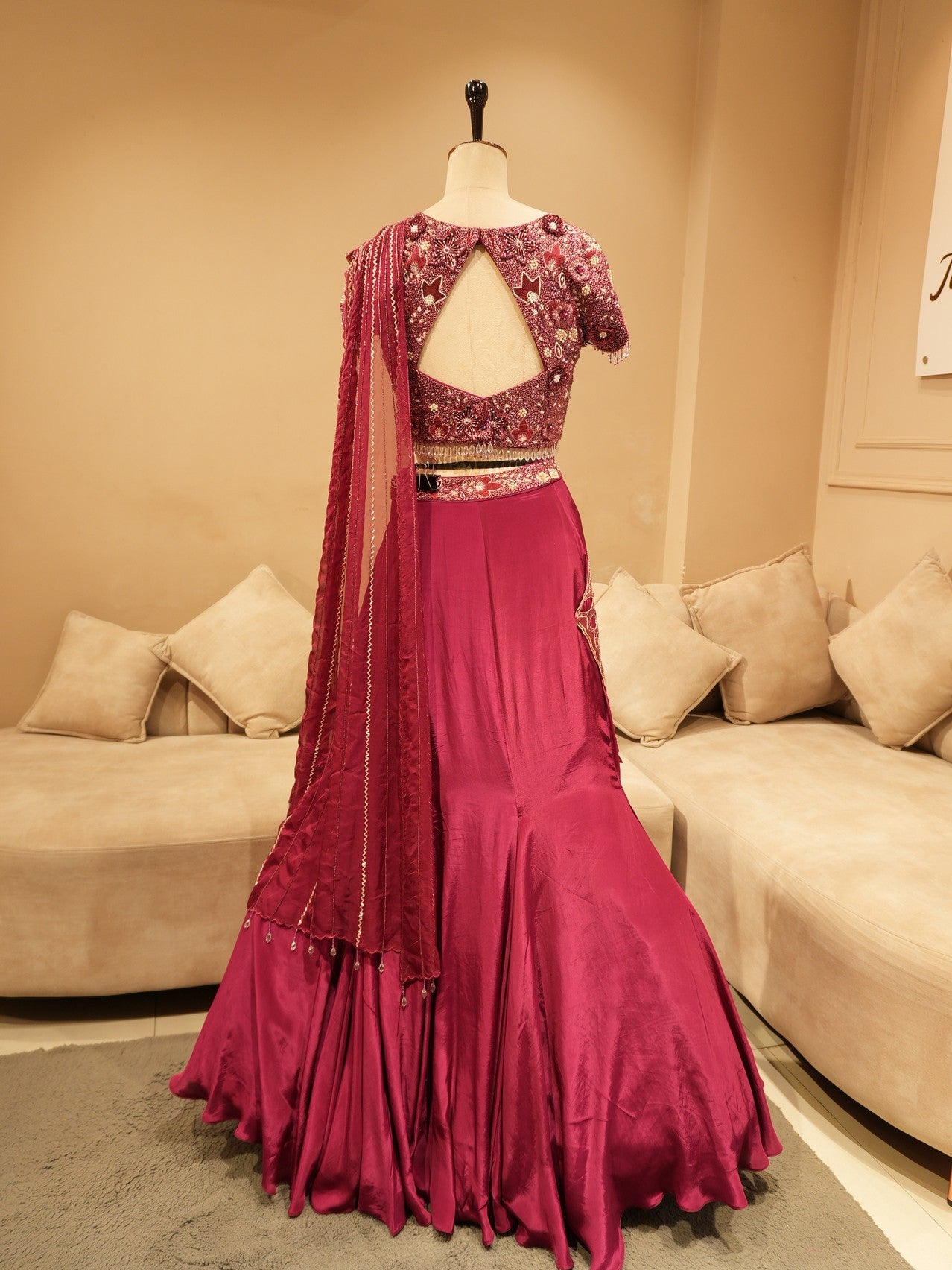 Deep wine embroidered lehenga set