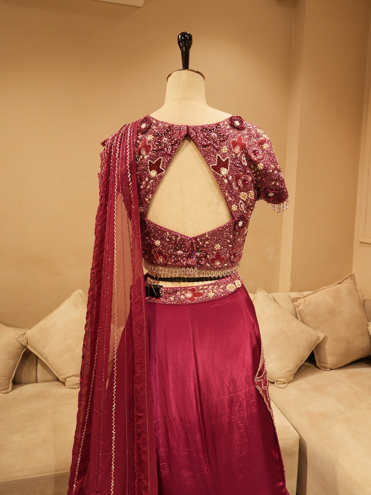 Deep wine embroidered lehenga set