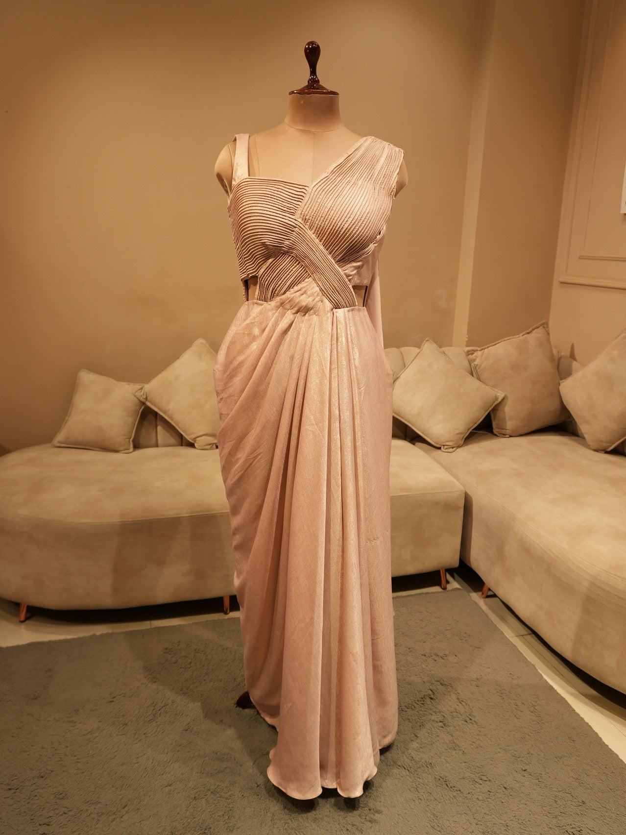 champaign gold cocktail gown