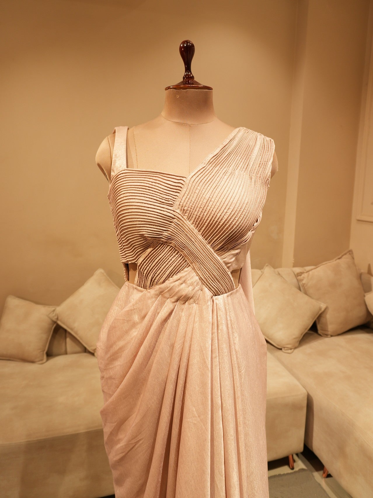 champaign gold cocktail gown