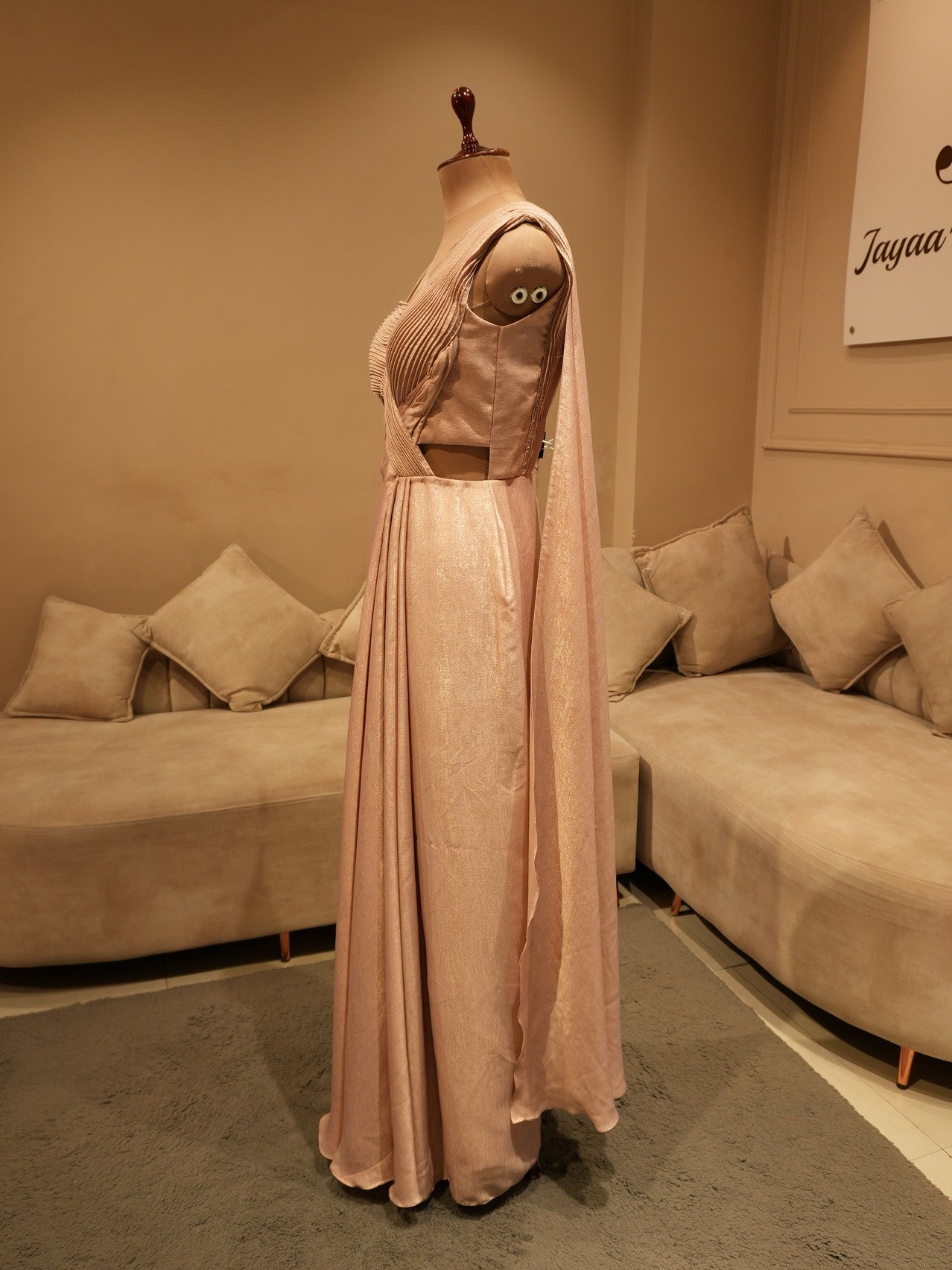 champaign gold cocktail gown