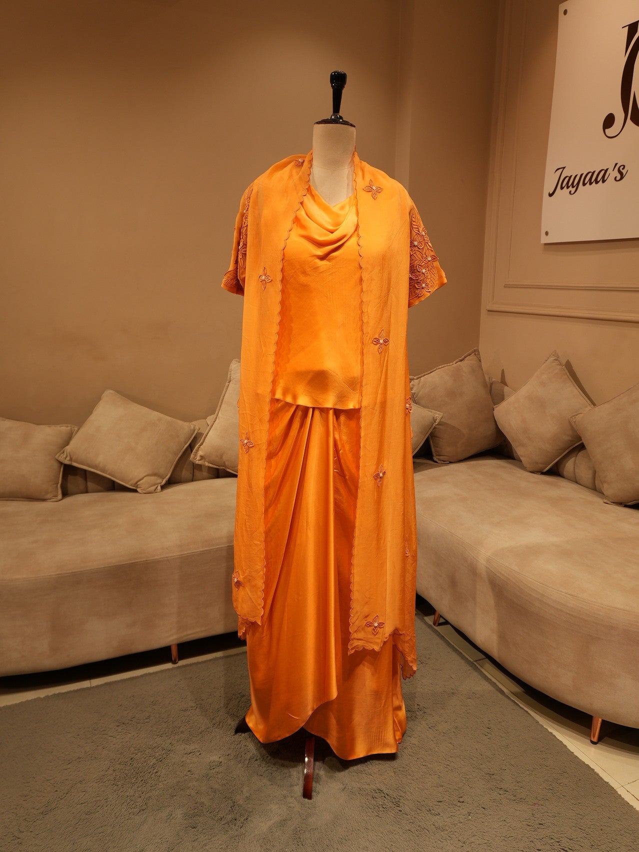 Rust orange top skirt with cape
