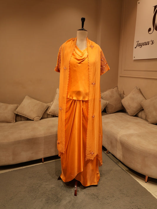 Rust orange top skirt with cape