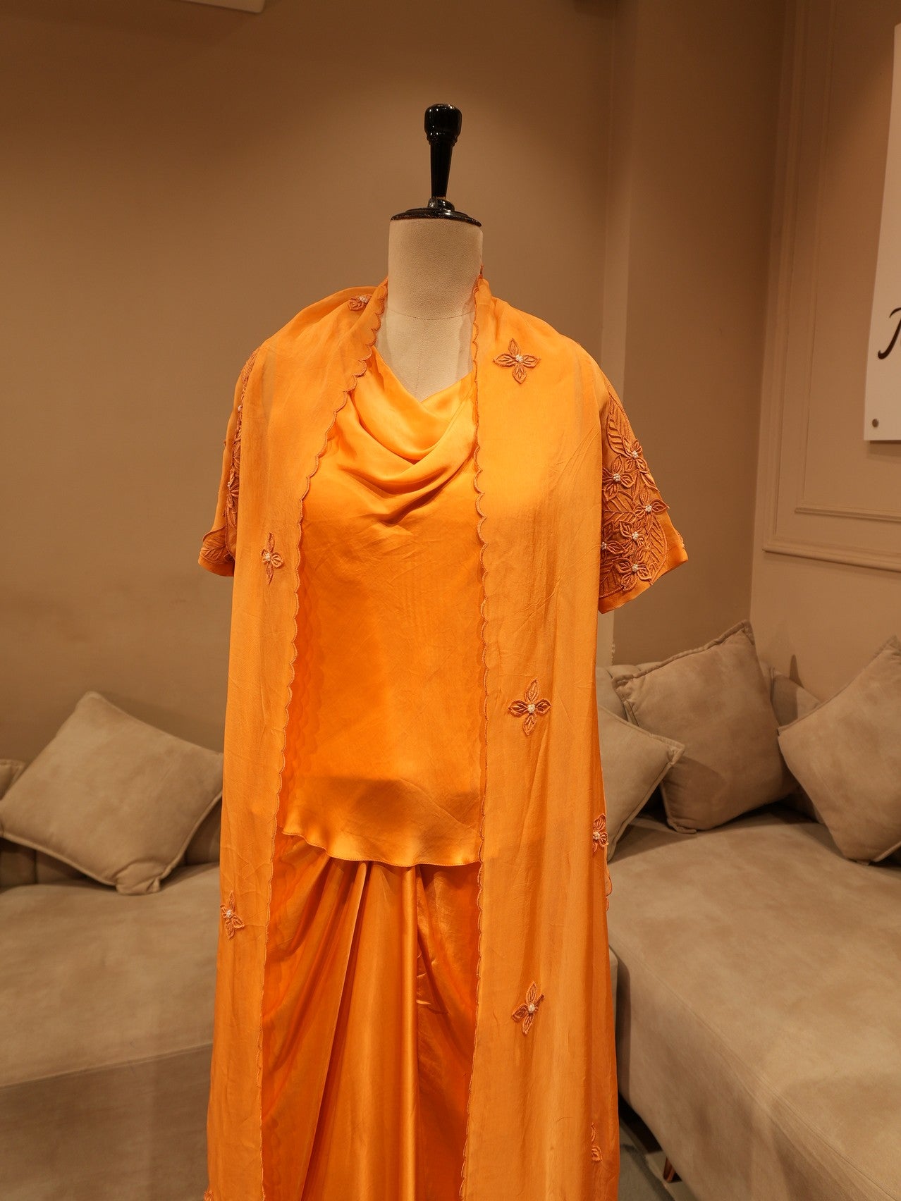 Rust orange top skirt with cape