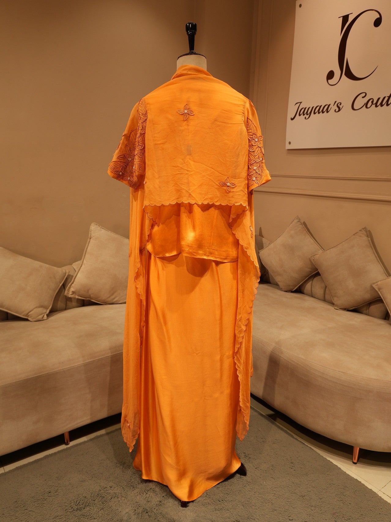 Rust orange top skirt with cape