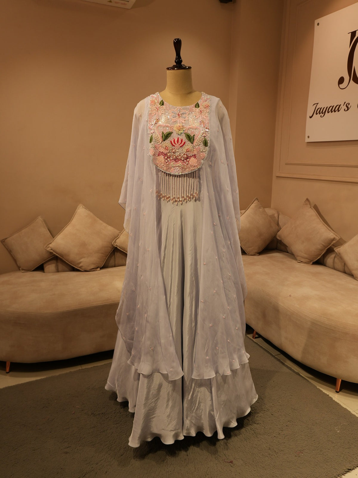 Ice blue cape top with skirt