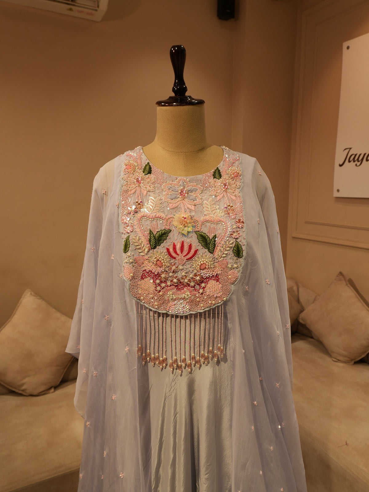 Ice blue cape top with skirt
