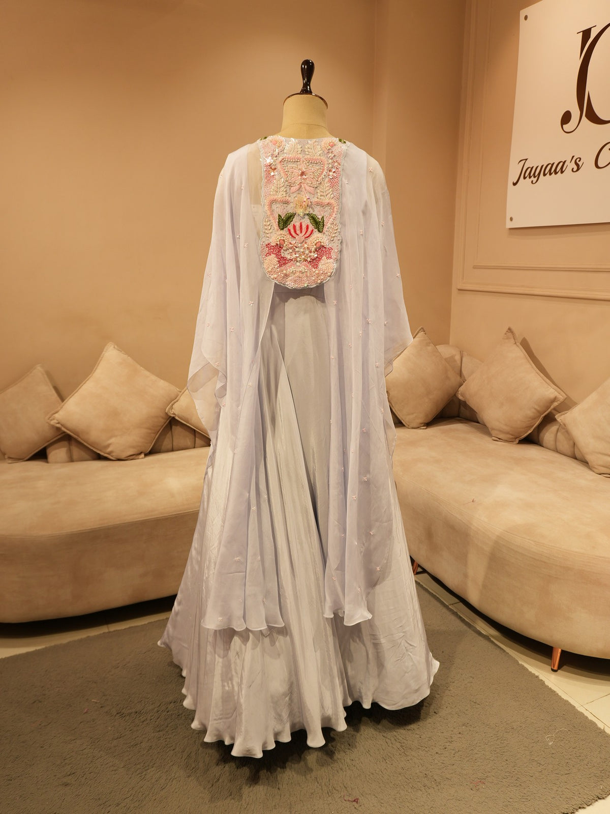 Ice blue cape top with skirt