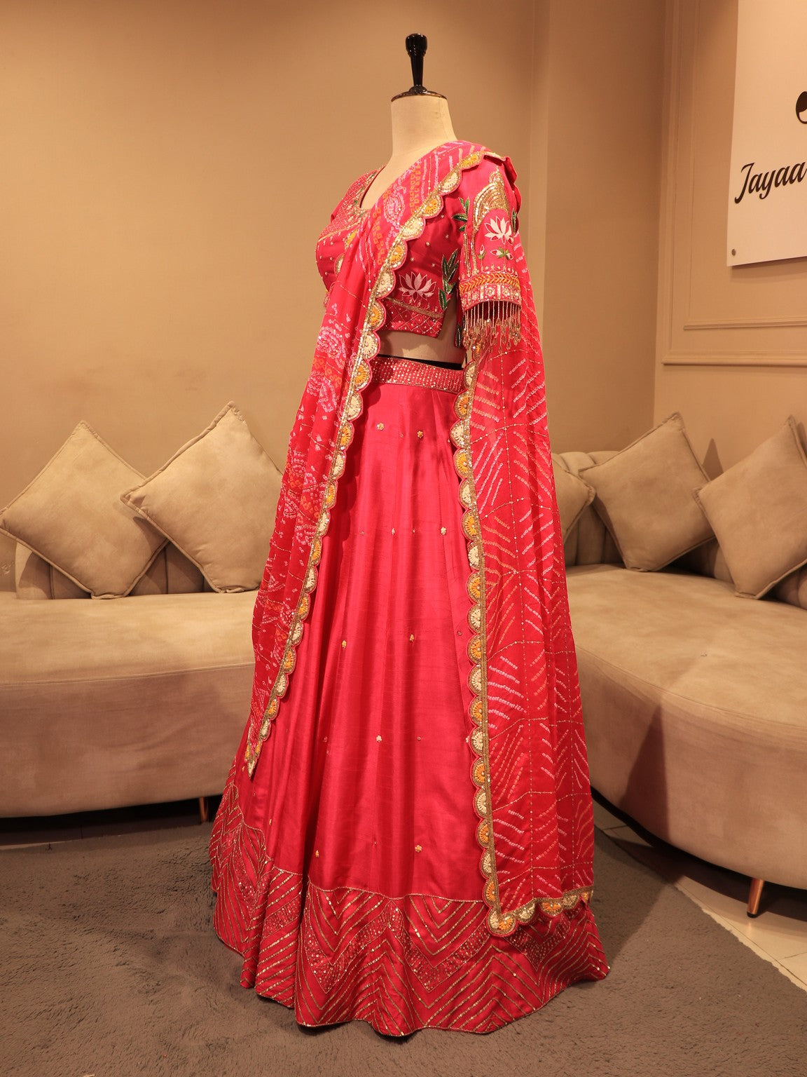 Pink bandhej lehenga set