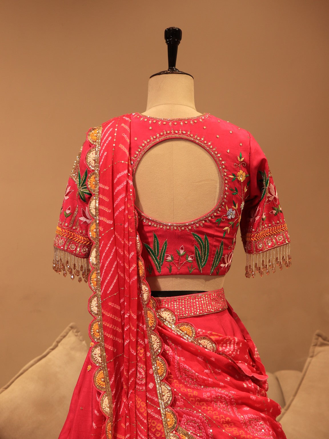 Pink bandhej lehenga set