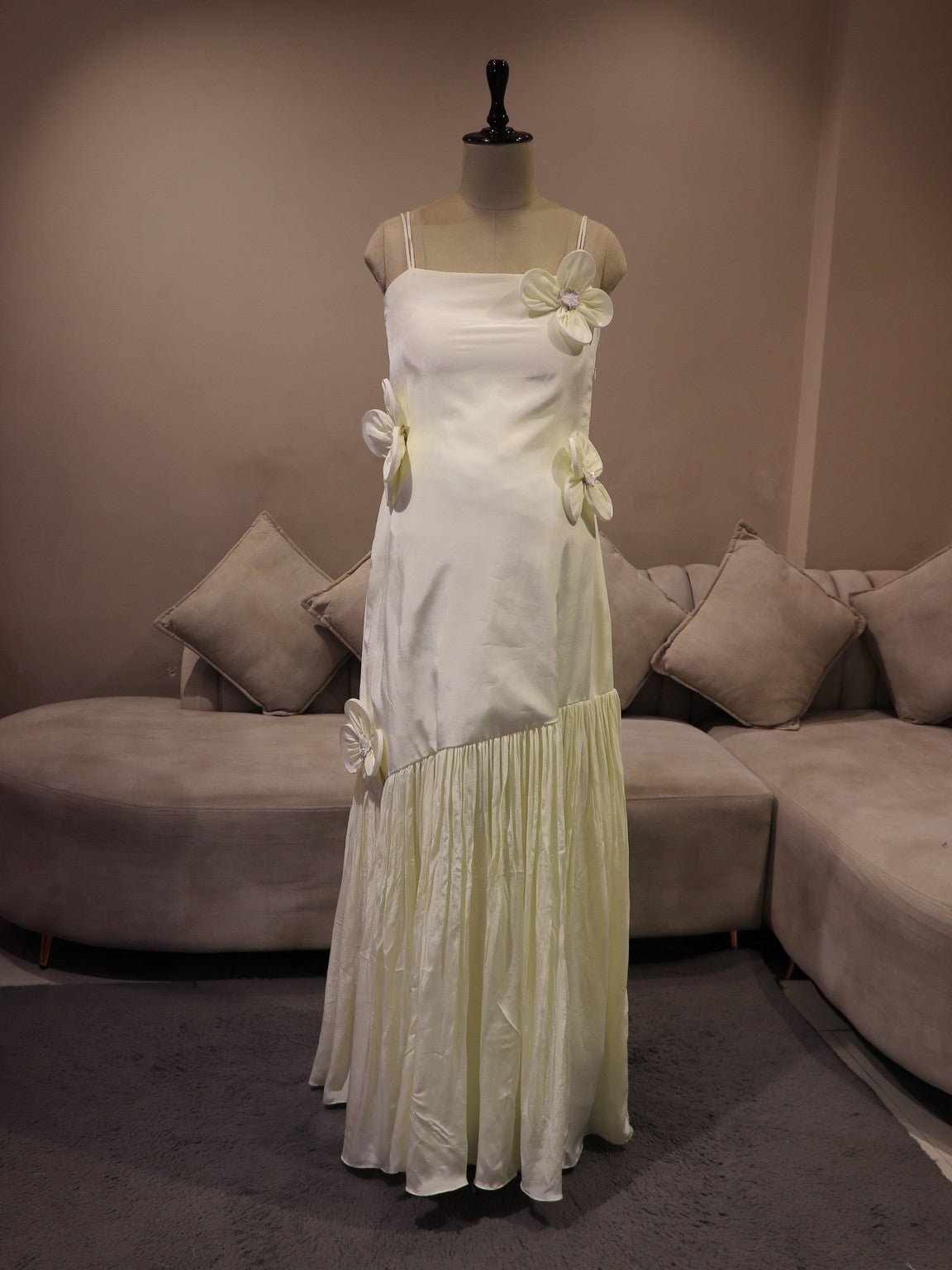 Pearl white 3d flower gown