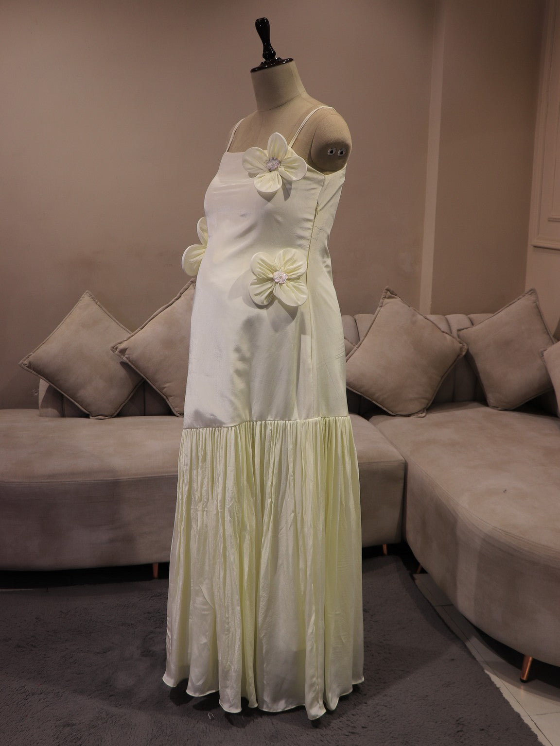 Pearl white 3d flower gown
