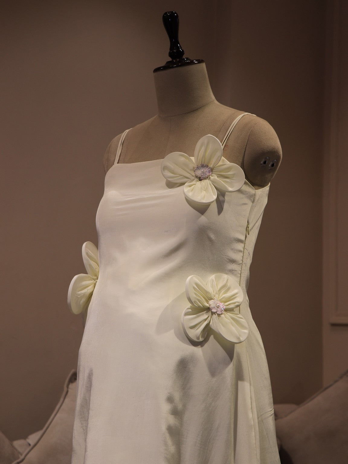Pearl white 3d flower gown