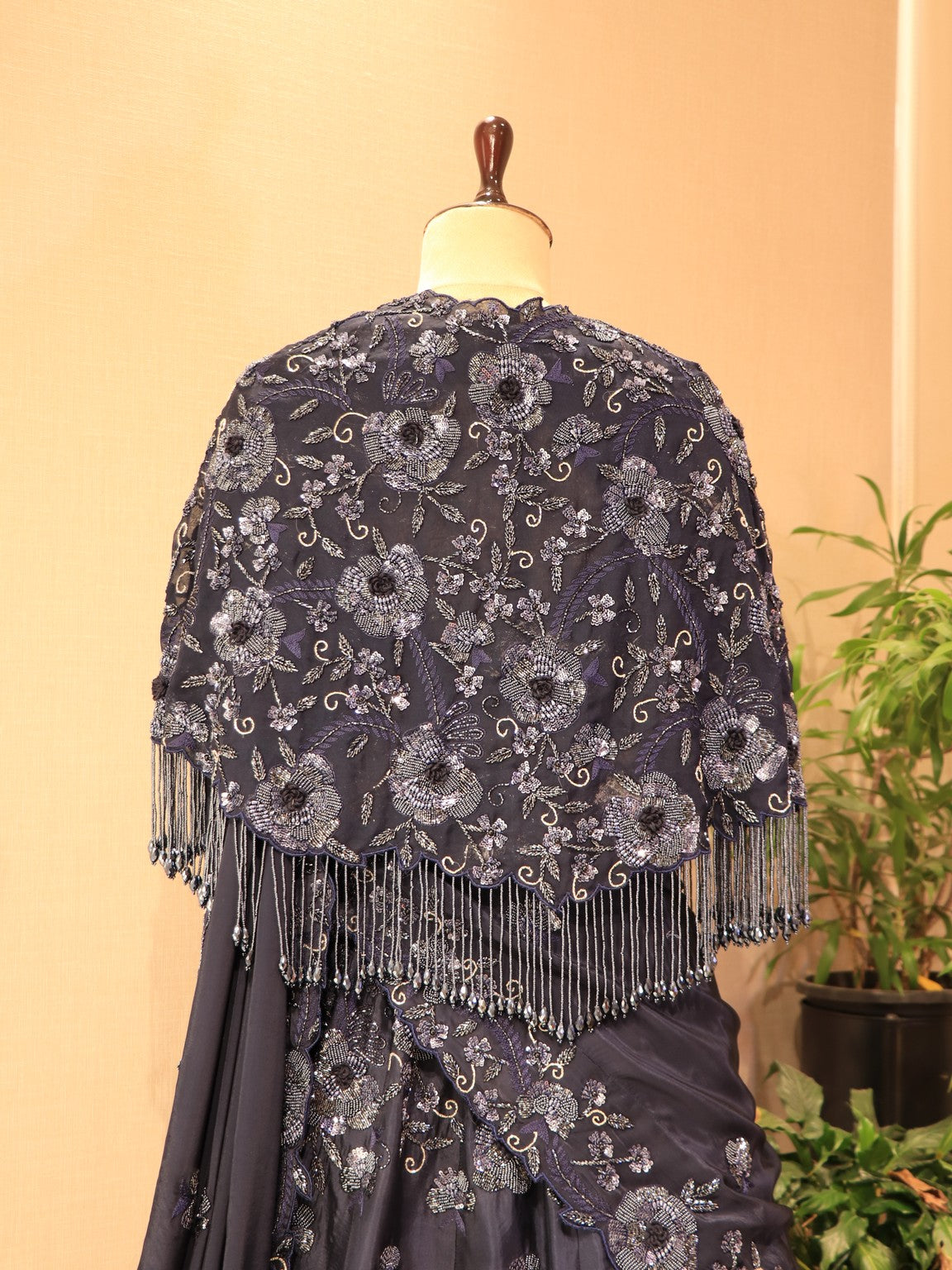 Navy blue embroidered lehenga set