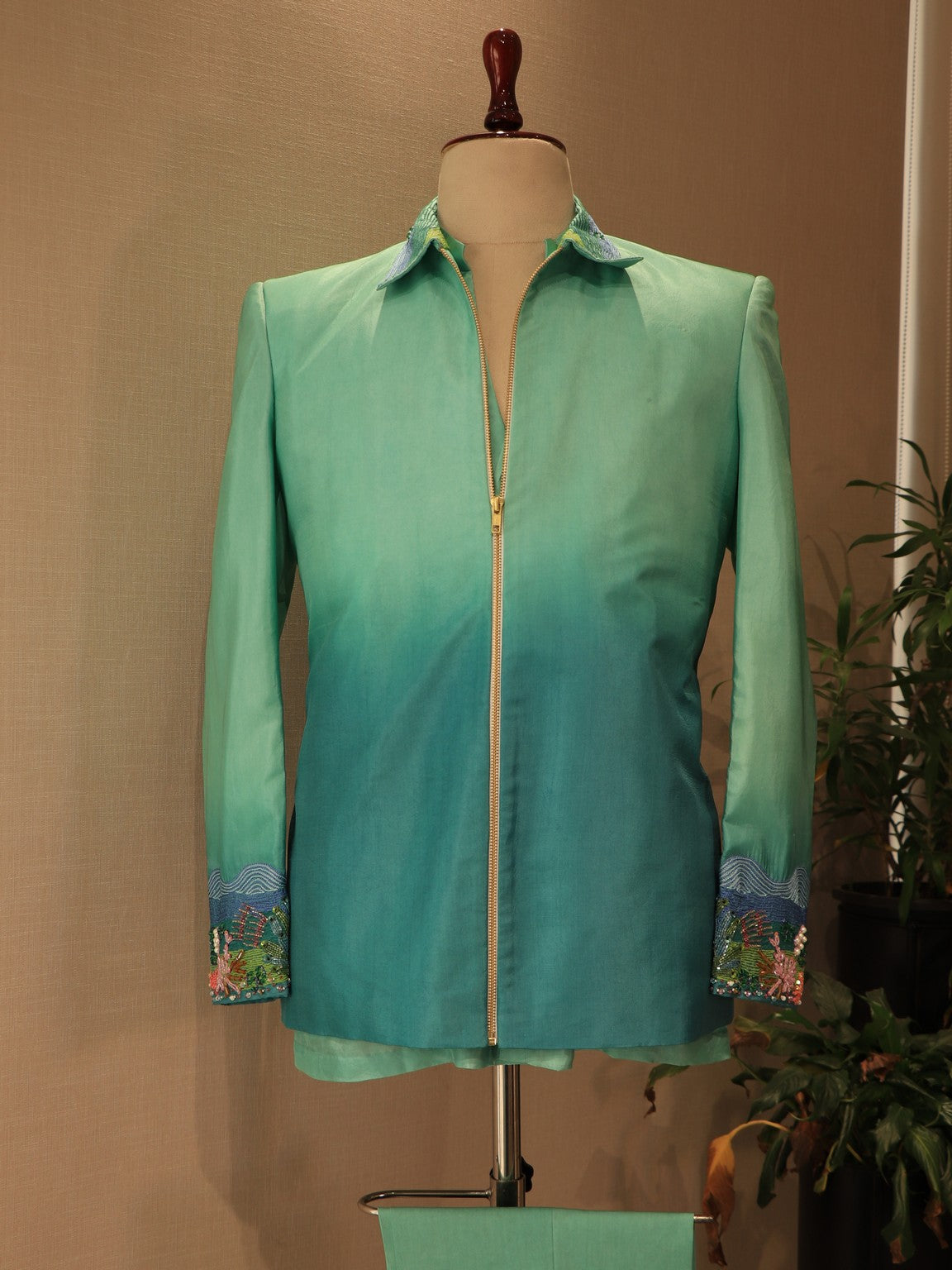 Sea green shaded bomber jacket