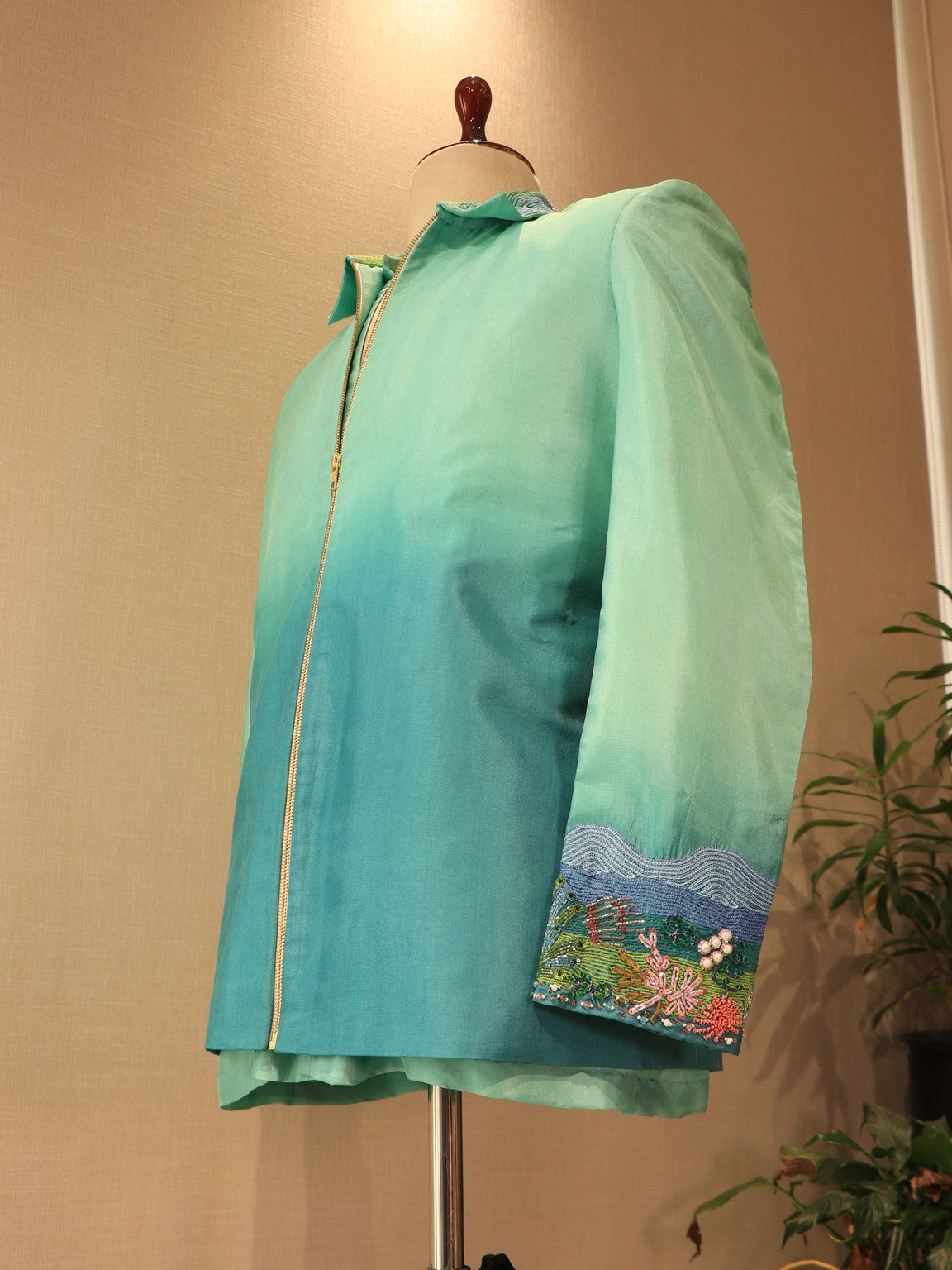 Sea green shaded bomber jacket