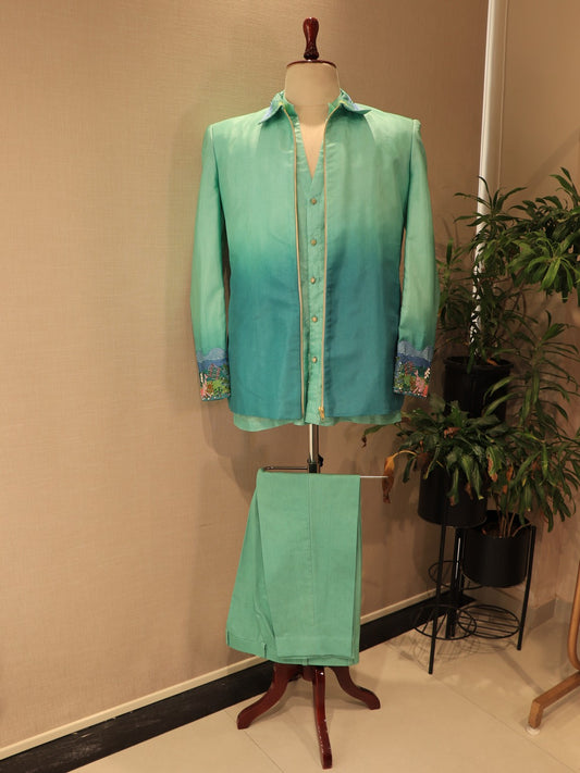 Sea green shaded bomber jacket