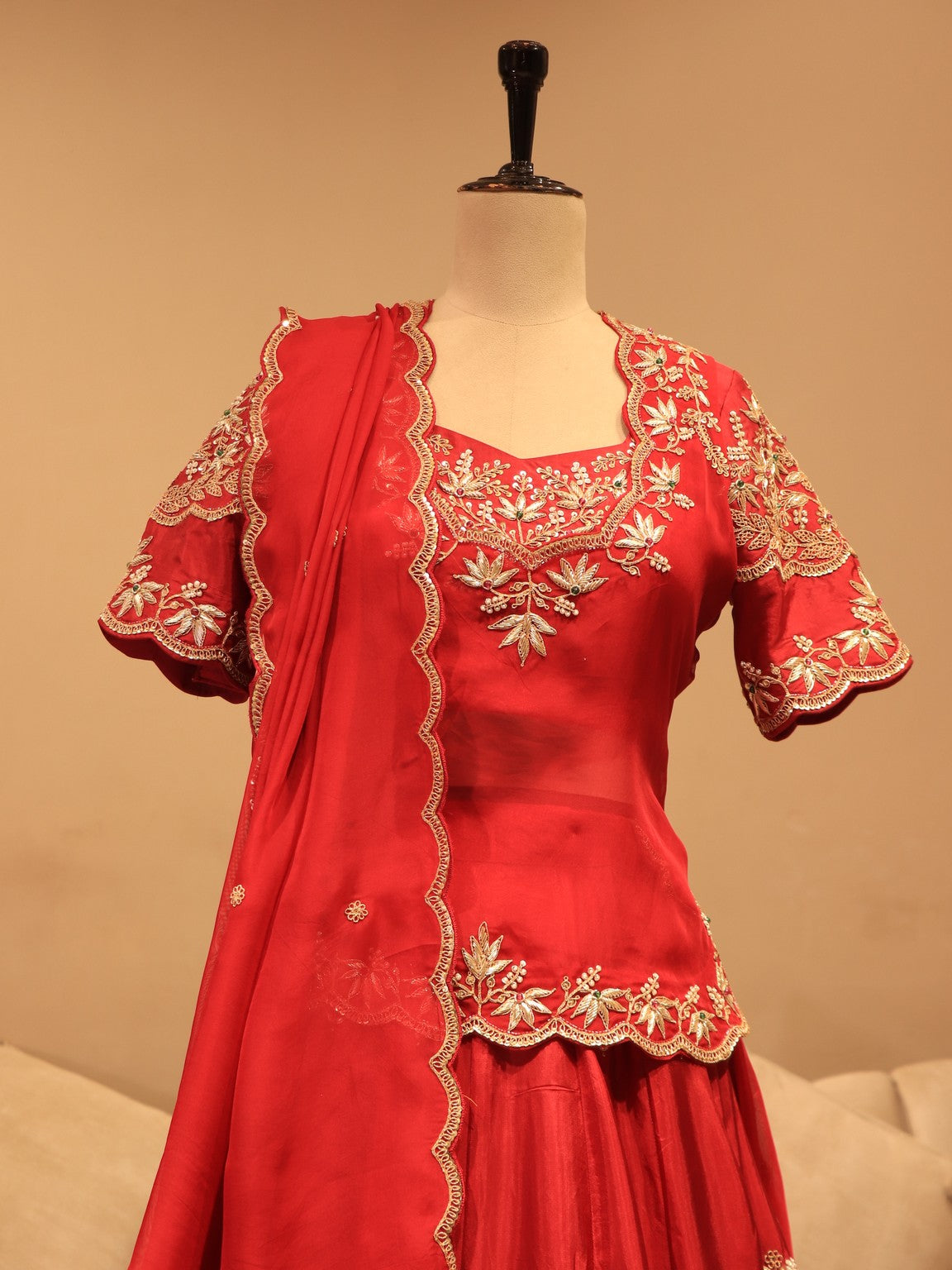 Red zardosi poshak set