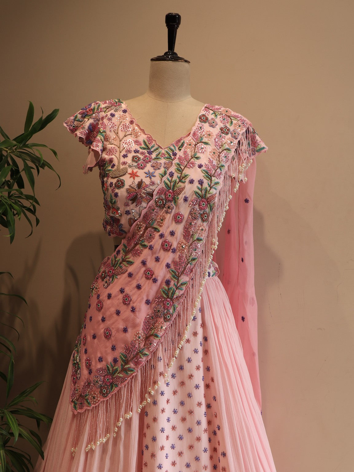 Blush pink peacock lehenga