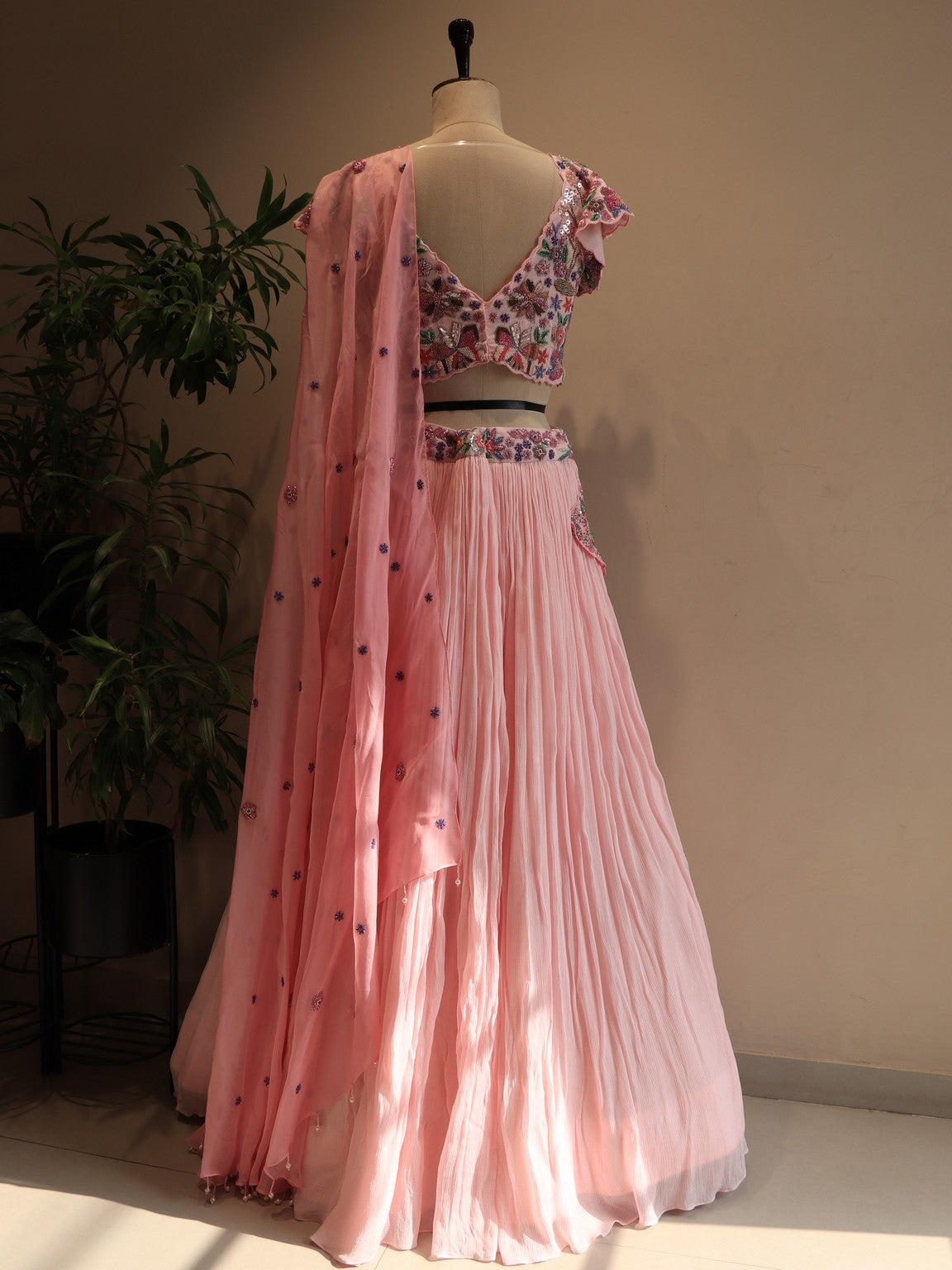 Blush pink peacock lehenga