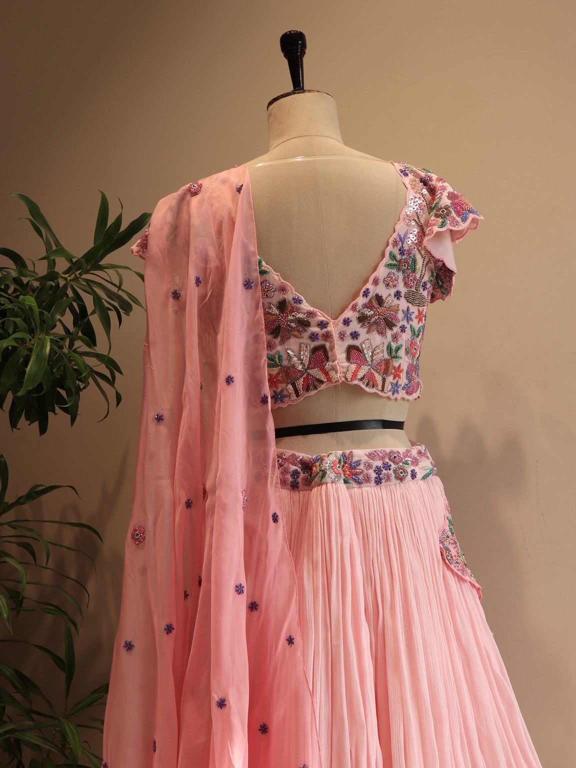 Blush pink peacock lehenga