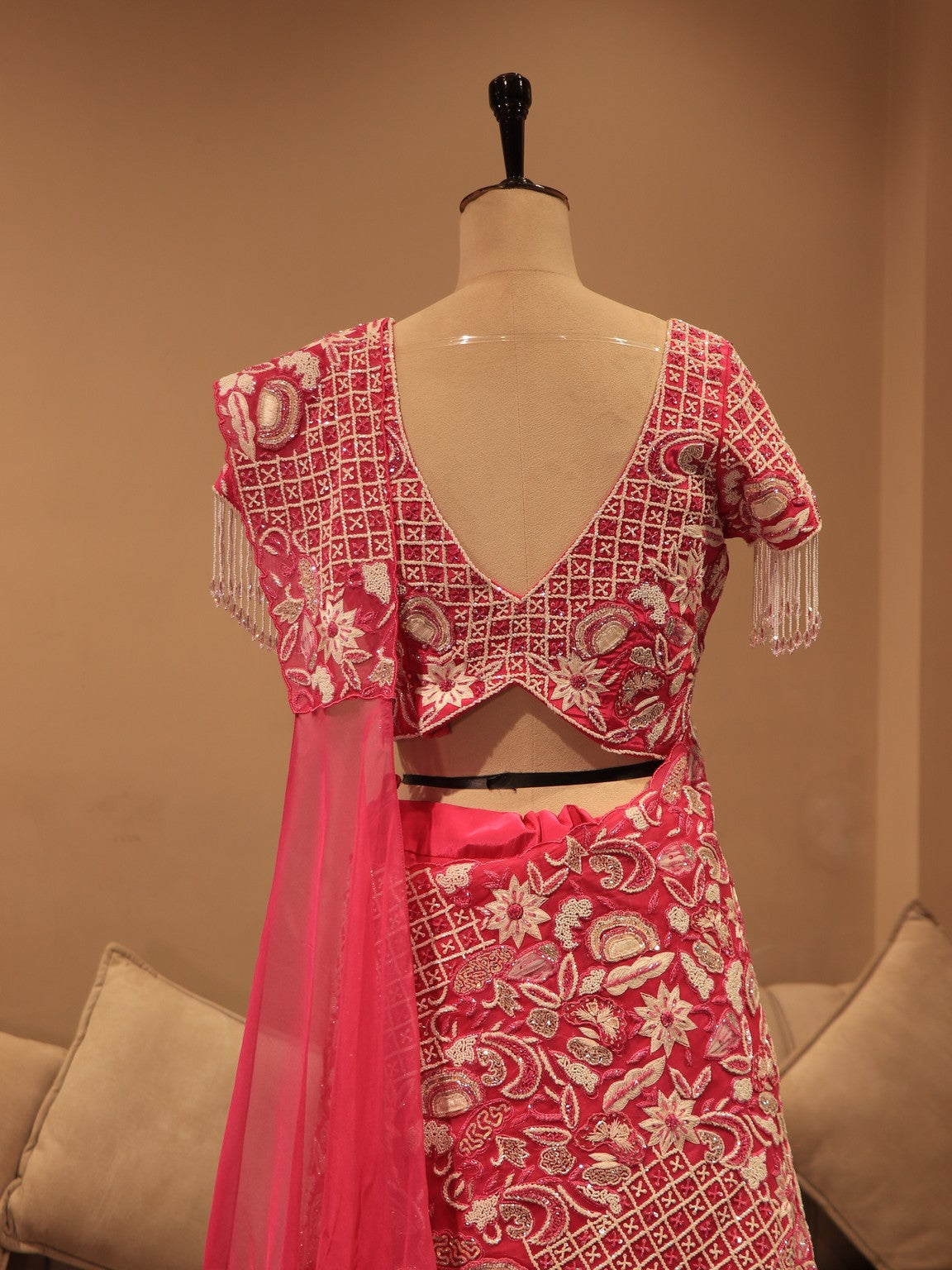 Hot pink embroidered lehenga set