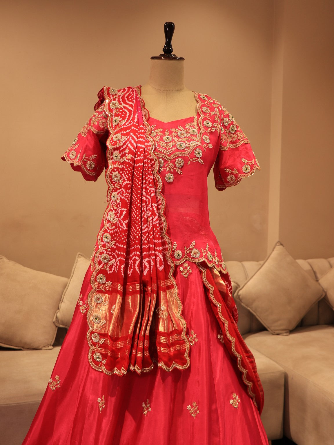 Hot pink zardosi poshak set