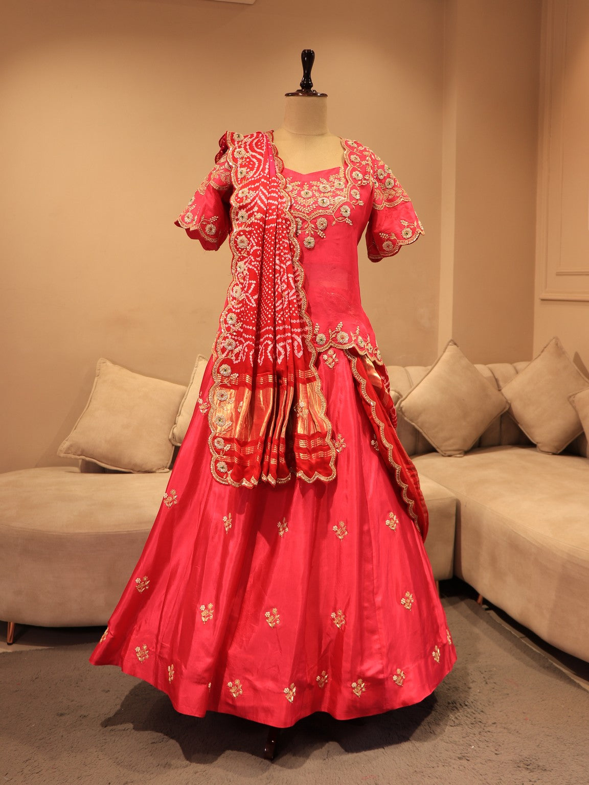Hot pink zardosi poshak set